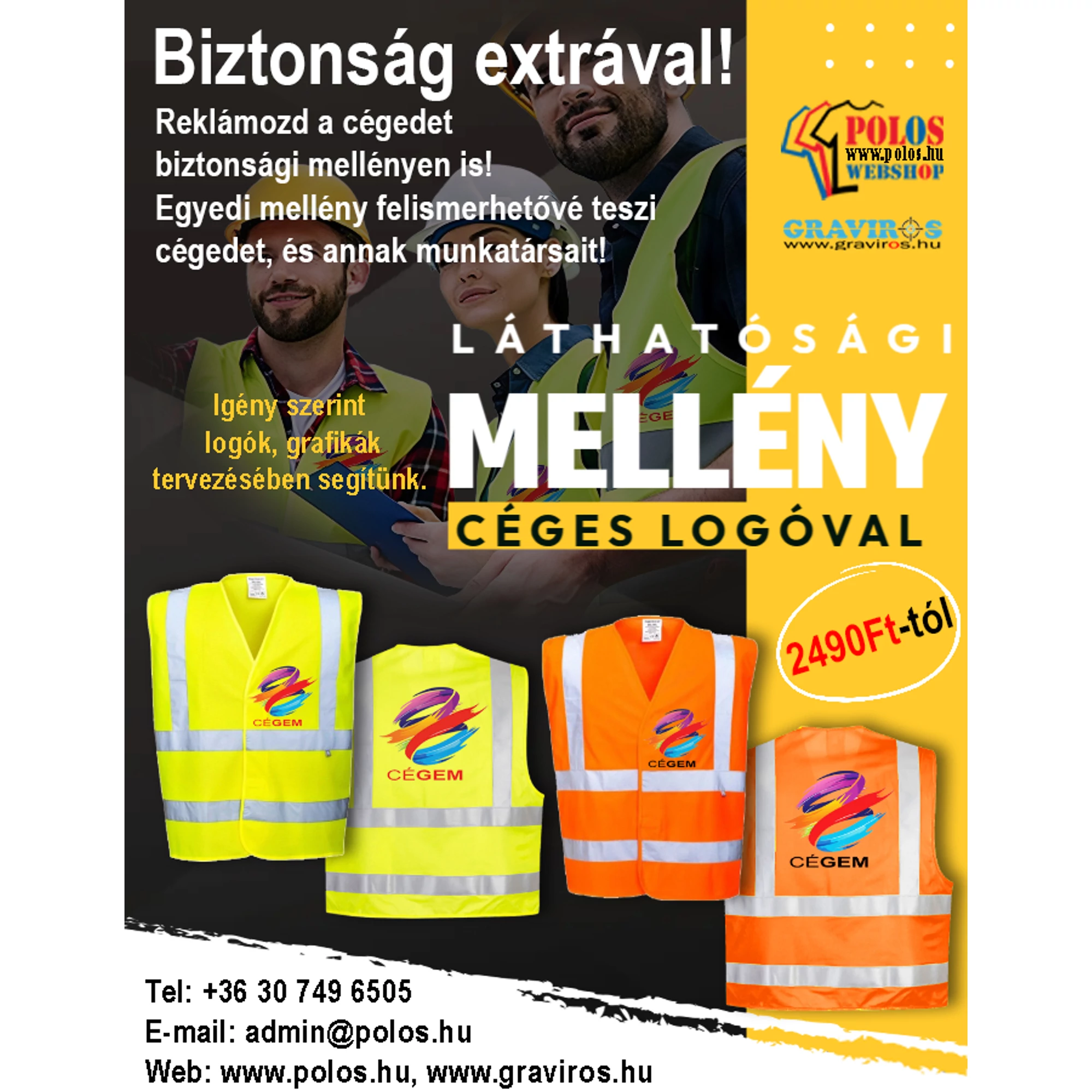 Emblémázott láthatósági mellények